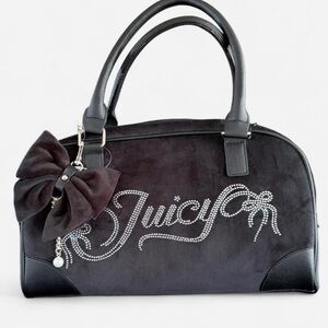 Juicy Couture Black Shoulder Bag with Rhinestone Logo